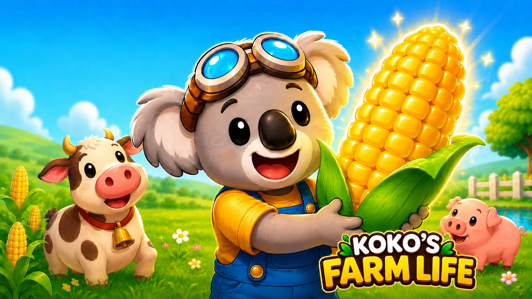 Key art for Koko's Farm Life, showing Koko and Zip on the farm